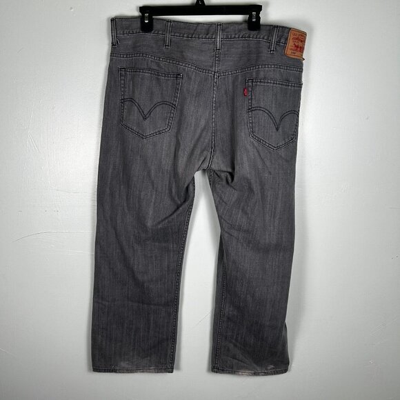 Levis Jeans Mens 40x30 Gray 569 Loose Straight Light Wash Cotton Denim - Picture 3 of 10